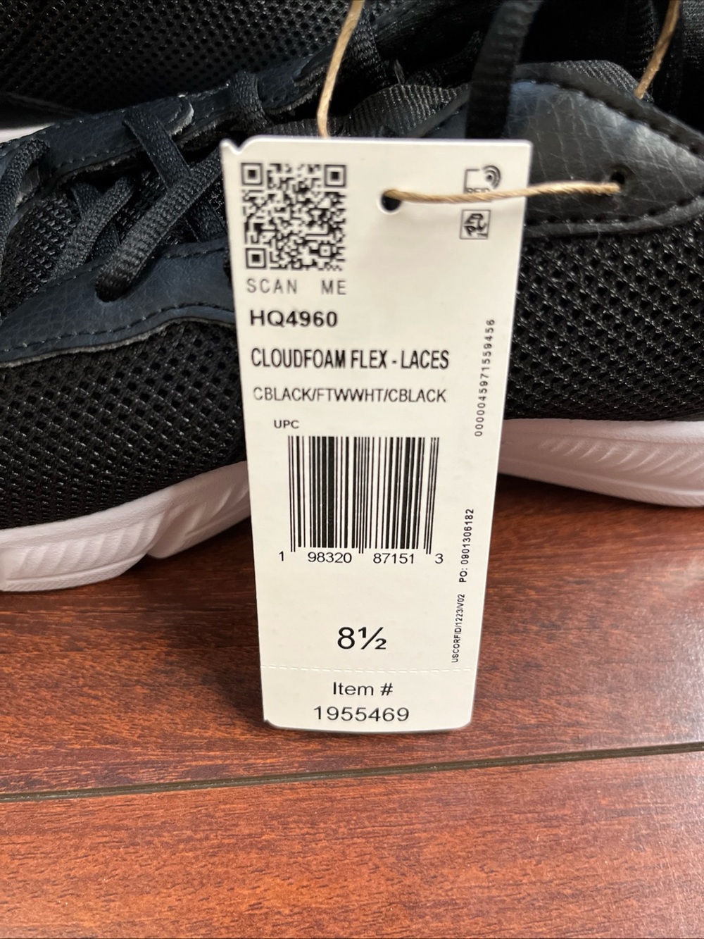 Womens 8.5 Adidas Cloudfoam Flex - Laces Black Shoe Sneaker Walking Running New - Picture 13 of 16